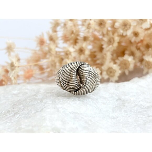 Modernist Fluted | Ridged Spiral Knot 925 Sterling Silver Vintage Ring - sz 8.25 - Picture 13 of 13